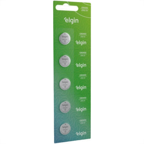 Pilha Elgin Bateria 3V. Litio Cromado 2430 Com 5 Pecas