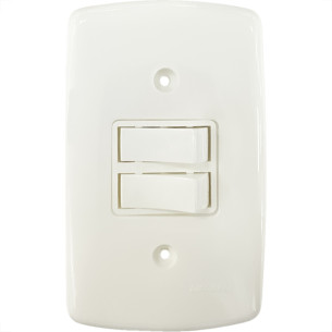 Conjunto Dicompel Monaco Branco Com Placa 4X2 - 2 Simples - Dc-7100/9