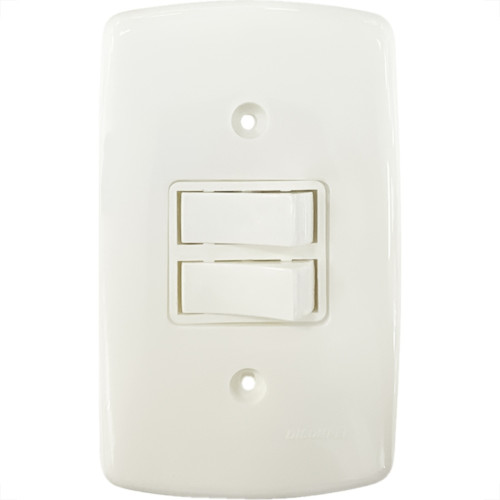 Conjunto Dicompel Monaco Branco Com Placa 4X2 - 2 Simples - Dc-7100/9