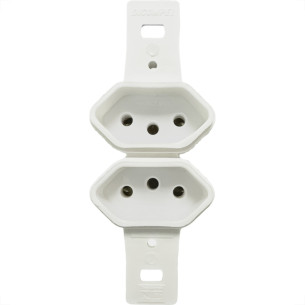 Conjunto Dicompel Monaco Branco Sem Placa 2 Tomadas 2P+T 10A. Branco - Dc-7300/16