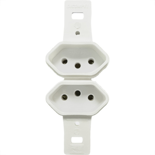 Conjunto Dicompel Monaco Branco Sem Placa 2 Tomadas 2P+T 10A. Branco - Dc-7300/16
