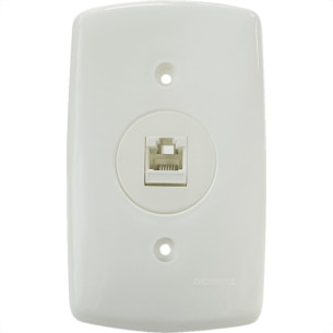 Conjunto Dicompel Monaco Branco Com Placa 4X2 - 1 Tomada Rede Rj45 - Dc-7300/27