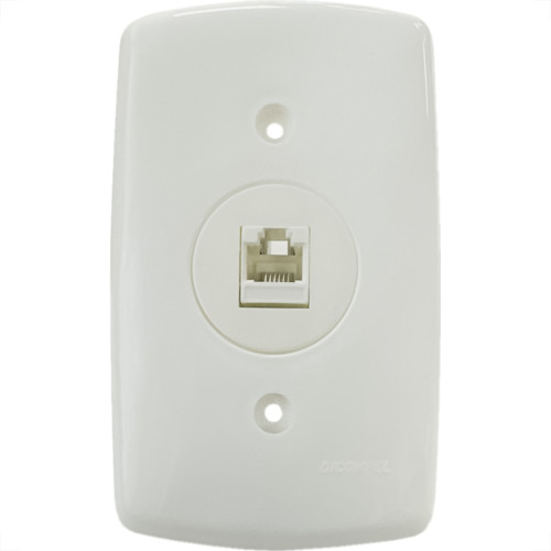 Conjunto Dicompel Monaco Branco Com Placa 4X2 - 1 Tomada Rede Rj45 - Dc-7300/27