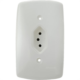 Conjunto Dicompel Monaco Branco Com Placa 4X2 - 1 Tomada 2P+T 10A. Vertical - Dc-7300/5