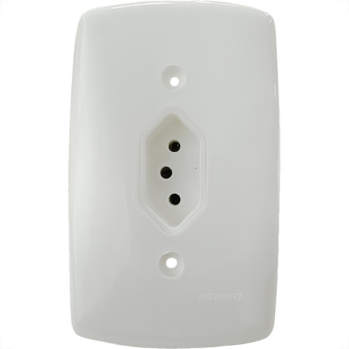 Conjunto Dicompel Monaco Branco Com Placa 4X2 - 1 Tomada 2P+T 10A. Vertical - Dc-7300/5