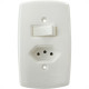 Conjunto Dicompel Monaco Branco Com Placa 4X2 - 1 Simples + Tomada 2P+T 10A. - Dc-7200/1