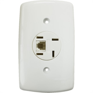 Conjunto Dicompel Monaco Branco Com Placa 4X2 - 1 Tomada Telefone Rj11 - Dc-7300/18
