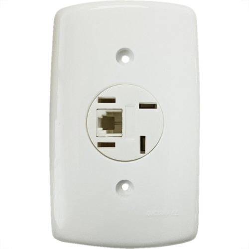 Conjunto Dicompel Monaco Branco Com Placa 4X2 - 1 Tomada Telefone Rj11 - Dc-7300/18