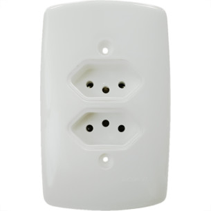 Conjunto Dicompel Monaco Branco Com Placa 4X2 - 2 Tomada 2P+T 10A. - Dc-7300/15
