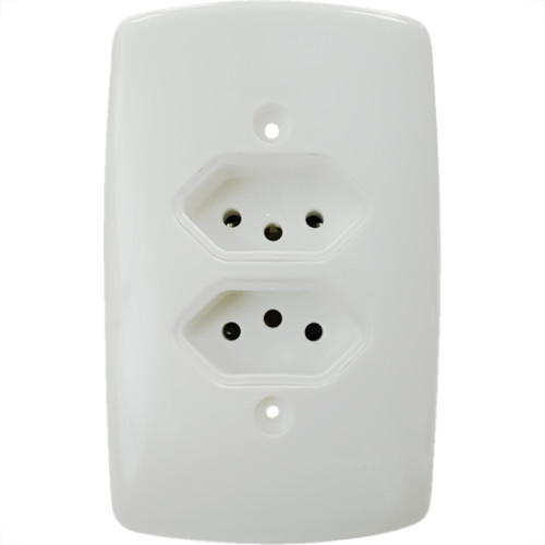 Conjunto Dicompel Monaco Branco Com Placa 4X2 - 2 Tomada 2P+T 10A. - Dc-7300/15