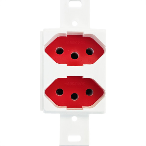 Conjunto Para Condulete Dicompel Monaco Branco 2 Tomadas 2P+T. 20A. Vermelha - Dc-6100/9