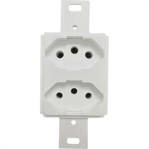 Conjunto Para Condulete Dicompel Monaco Branco 1 Tomada 2P+T. 10A. Branca + 1 Tomada 2P+T. 20A. Branca - Dc-6100/7