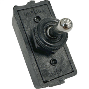 Chave Liga/Desliga Alavanca Haste Redonda Metalica Dicompel 4 Terminais Preta 15A. - Dc-105/6