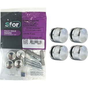 Botao Frances Sforplast Abs Cromado Com Bucha Parafuso Cartela Com 4 Pecas