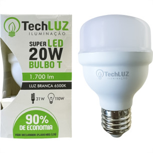 Lampada Led Bulbo Techluz A60 - 20W. 6500K. - E-27 - Kit C/10 Pecas
