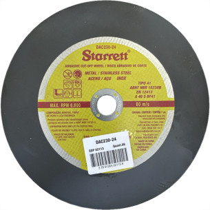 Disco Corte Aco Inox Starrett 9''X5/64''X7/8'' - Fino 1,9Mm - Dac230-24