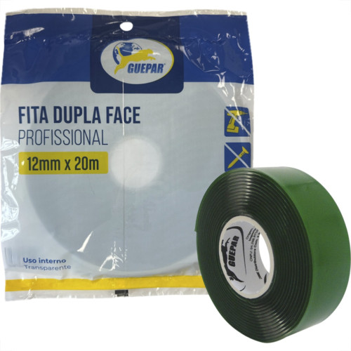 Fita Dupla Face Guepar Profissional Transparente - 2Kg - 12Mm X 20M - 07808