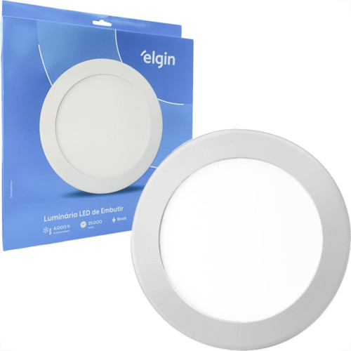 Plafon Led Embutir Elgin Redondo 24W. 1920Lm. 4000K. Bivolt Branco