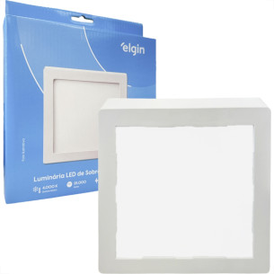 Plafon Led Sobrepor Elgin Quadrado 18W. 1440Lm. 4000K. Bivolt Branco