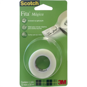 Fita Magica 3M Scotch Invisivel - Aceita Escrita 12Mm X 20M