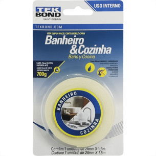 Fita Dupla Face Tekbond Banheiro Cozinha 24Mm X 1,5M - 700G