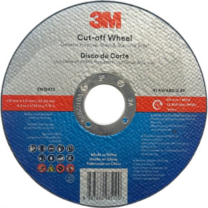Disco Corte Aco Inox 3M - 4.1/2''X1/25''X7/8'' Cut-Off - Fino 1,0Mm