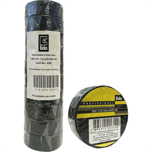 Fita Isolante Eda 5M Preta 9Xx - Kit C/10 Pecas