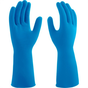 Luva Borracha Mucambo Azul Pro 137 Lisa Antiderrapante - 7-M - Kit C/10 Pecas