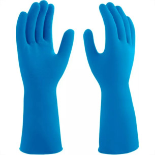 Luva Borracha Mucambo Azul Pro 137 Lisa Antiderrapante - 8-G - Kit C/10 Pecas