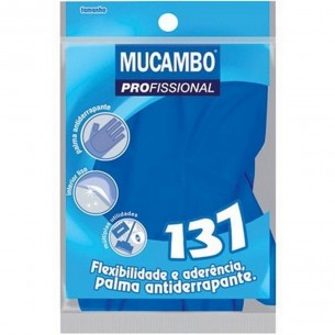 Luva Borracha Mucambo Azul Pro 137 Lisa Antiderrapante - 9-Xg . / Kit C/ 10 Peca