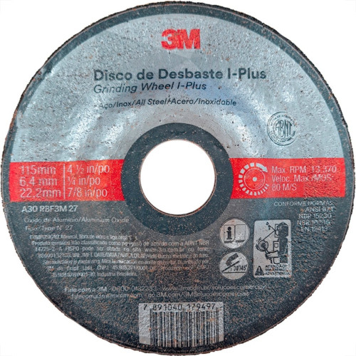 Disco Desbaste 3M - 4.1/2''X1/4''X7/8'' Disco Desbaste 3M - 4.1/2''X1/4''X7/8''