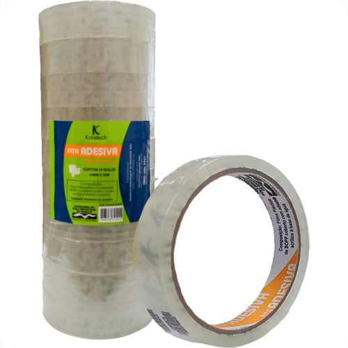 Fita Adesiva Embalagem Koretech Transparente 24Mm X 45M - Kit C/10 Pecas Fita Adesiva Embalagem Koretech Transparente 24Mm X 45M - Kit C/10 Pecas