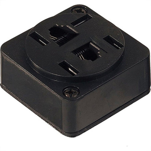 Tomada Telefone Externa Cartela Interneed Padrao+2 Jack Preta 4882 - Kit C/10 Cartelas