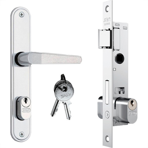Fechadura Stam Estreita Externa 35Mm Inox Alavanca - 601-602/03 Fechadura Stam Estreita Externa 35Mm Inox Alavanca - 601-602/03
