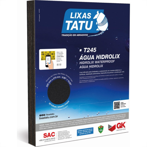 Lixa D Agua Tatu Hidrolix Gk 240 - Kit C/50 Pecas