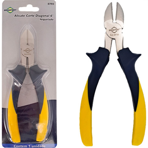 Alicate Corte Diagonal Brasfort 6'' Profissional Niquelado - 8793 Alicate Corte Diagonal Brasfort 6'' Profissional Niquelado - 8793