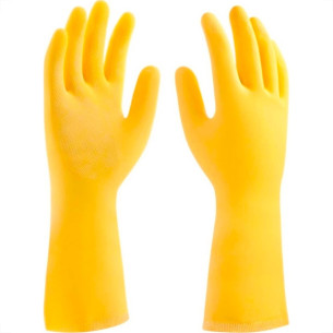 Luva Borracha Mucambo Amarela Pro 280 Forrada Antiderrapante - 7-M - Kit C/10 Pecas