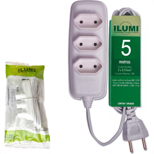 Extensao Ilumi Paralela 2 Polos 0,75Mm Branca - 5M - 17921 Extensao Ilumi Paralela 2 Polos 0,75Mm Branca - 5M - 17921