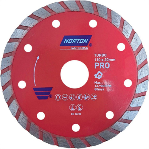 Disco Diamantado Norton Pro Turbo Seco 110X20Mm Marmore E Granito