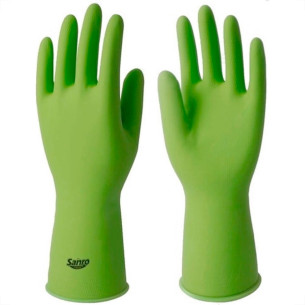 Luva Borracha Sanro Forrada Antiderrapante Top Verde M - Kit C/10 Pecas