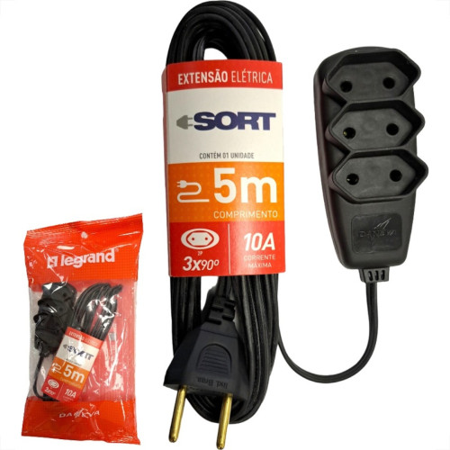 Extensao Daneva Sort 2 Polos Paralela 0,75Mm Preta - 5M - 1656 Extensao Daneva Sort 2 Polos Paralela 0,75Mm Preta - 5M - 1656