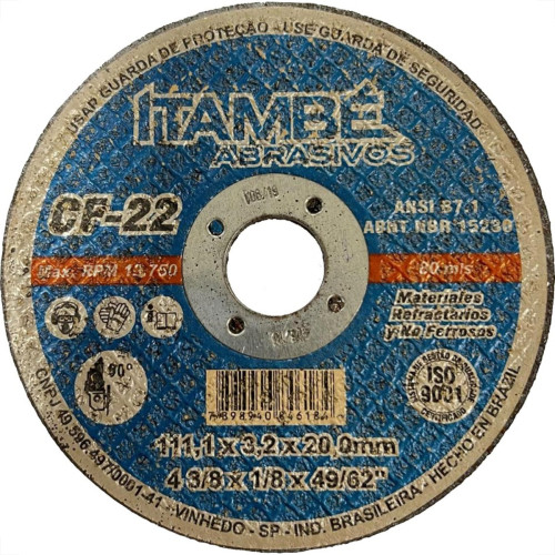 Disco Corte Refratario Itambe 4.3/8''X1/8''X 49,62'' - Furo 20Mm - Makita - Kit C/10 Pecas Disco Corte Refratario Itambe 4.3/8''X1/8''X 49,62'' - Furo 20Mm - Makita - Kit C/10 Pecas