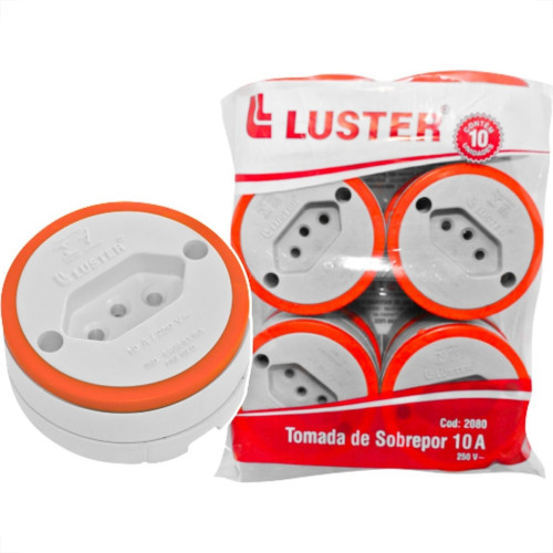 Tomada Externa Luster 2P+T. 10A Grande Cinza 2080 - Kit C/10 Pecas Tomada Externa Luster 2P+T. 10A Grande Cinza 2080 - Kit C/10 Pecas