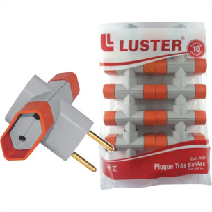 Pino 3 Saidas Luster 2 Polos 10A. Cinza/Laranja 2041 . / Kit C/ 10 Peca