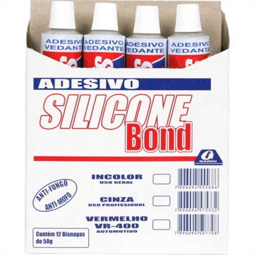 Silicone Bond Garin Bisnaga Incolor 50G. - Kit C/12 Pecas Silicone Bond Garin Bisnaga Incolor 50G. - Kit C/12 Pecas