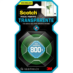 Fita Dupla Face 3M Fixa Forte Transparente 19Mm X 2M - 800G