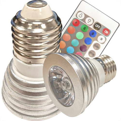 Lampada Dicroica Led Aiha Color E-27 Com Controle Soquete E-27 Lampada Dicroica Led Aiha Color E-27 Com Controle Soquete E-27