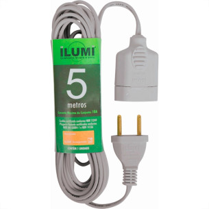 Extensao Ilumi Cordao Prolongador Paralelo 2 Polos 0,75Mm Cinza - 5M - 16813