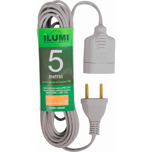 Extensao Ilumi Cordao Prolongador Paralelo 2 Polos 0,75Mm Cinza - 5M - 16813 Extensao Ilumi Cordao Prolongador Paralelo 2 Polos 0,75Mm Cinza - 5M - 16813