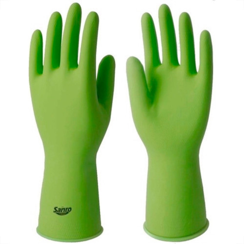Luva Borracha Sanro Forrada Antiderrapante Top Verde P - Kit C/10 Pecas